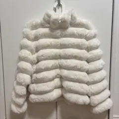 KONHANFAN ホワイトファーショートジャケット