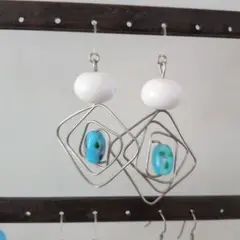 기하학 패턴 스퀘어 와이어 이어링
