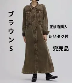 新品 Ameri I LINE CORDUROY SHIRT DRESS 茶S