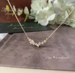 ランダム＊Vラインネックレス　14kgfチェーン変更可 ゴールド シンプル 華奢