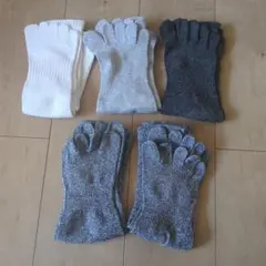 五本指ソックス 5足セット ホワイト グレー ダークグレー
