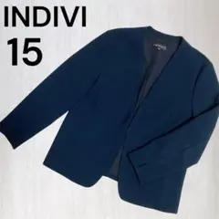 INDIVI（インディヴィ）マシンウォッシュノーカラージャケット 日本製 3L