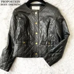プロポーションボディドレッシング★フェイクレザーキルティングジャケット Sサイズ