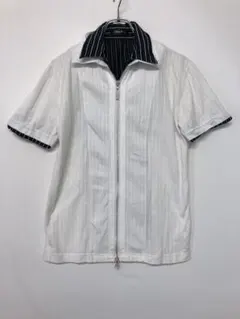 平成 Y2K お兄系 古着 ストライプ レイヤードデザイン ジップアップシャツ