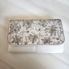 パーティーバッグ ビーズ刺繍 サテン