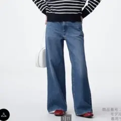 GU ジーユーバギーフレアジーンズ　標準丈　BLUE Mサイズのサムネイル