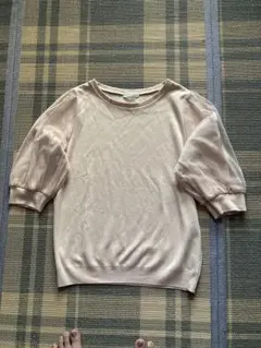 アマカ　Tシャツ 半袖　7分袖　カットソー　薄ピンク