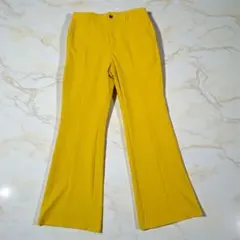 GU ジーユー カットソーカラーフレアスラックス マスタードイエロー M