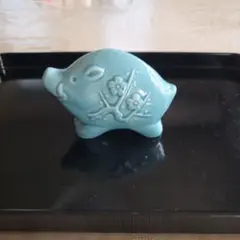 陶器製 猪の置物 縁起物 松竹梅