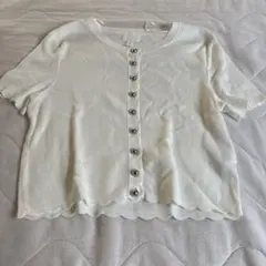 hm ホワイトボタン付きニット半袖