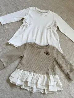 長袖トップス　チュニック　2枚セット　女の子　プティマイン　アプレレクール　90