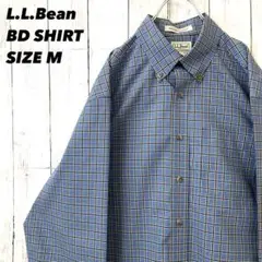 L.L.Bean エルエルビーン　長袖チェック柄BDシャツ　Mブルー系　US古着