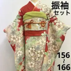 梅乃【154】正絹　振袖　フルセット　前撮り　成人式　撮影　古典　赤　桜