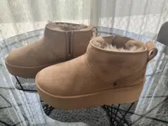 LANVIN en Blewファー付きベージュスエードショートブーツ