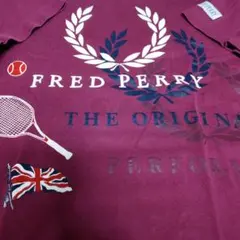 シングルステッチFRED PERRY テニスモチーフ Tシャツ L バーガンディのサムネイル