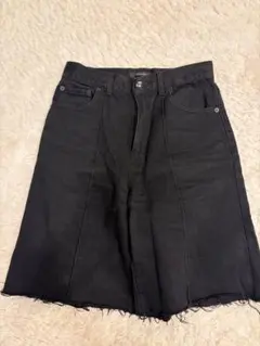 JEANASIS ブラックハーフパンツ フリンジ裾