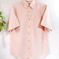 未使用タグ付き新品【EddieBauer】半袖シャツ ピンクストライプ
