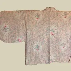 【最終値下げしました！2月15日迄掲示終了！】ベージュ系花柄絹製羽織 約100