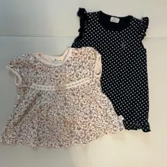 組曲 Tシャツ　フラワープリント　ドット　2枚セット　BS（70〜80）サイズのサムネイル
