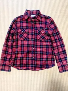 長袖チェックシャツ S〜M 赤 黒