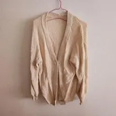 MAJESTIC LEGON ベージュ リブ編み 長袖カーディガン