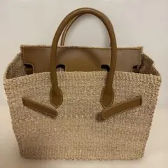 美品】SEA かごバッグ ハンドバッグ トートバッグ キャメル ベージュ M