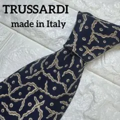 TRUSSARDI トラサルディ　ネクタイ　総柄　ネイビー
