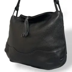 希少 美品 FACE ショルダーバッグ 斜め掛け タッセル レザー ブラック