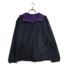 オールドユニクロ ナイロンジャケット L 黒 紫 リバーシブル フリース 春秋
