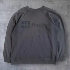 90s Hanes ロゴスウェット ネイビー USA古着 ラグラン フェードのサムネイル