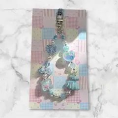 ハンドメイド ブルー系 携帯ストラップ