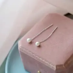 ベビーパールチェーンピアス