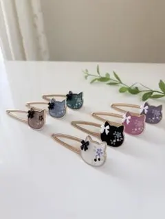 シンプルリボンと音符模様のヘアクリップ