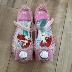 キッズ　ラバーサンダル　キラキラ　アリエル　16cm プリンセス