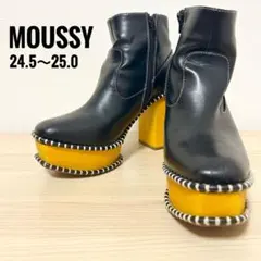 お得で大人気✨moussy 厚底ショートブーツ L ウッドソール サイドジッパー