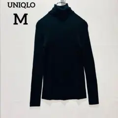【ユニクロ UNIQLO】長袖ニット タートルネック 毛100% ブラック M