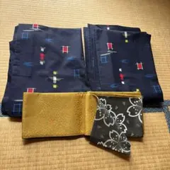 ネイビー 着物セット　多色模様 帯羽織付き　レディース