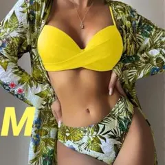 お得な3点セットセクシー♡　可愛いカーディガン&ビキニ水着♪体型カバー 花柄