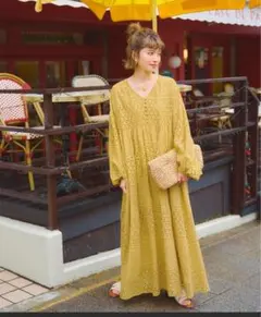 サンジ様専用⭐︎レース風マスタードロングワンピース