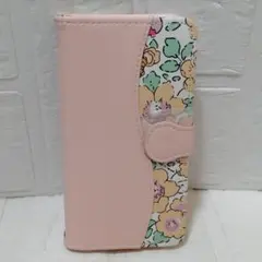 スマホケース　手帳型　花がら　可愛い ピンク　タッセル