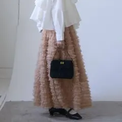 【即納】ホイップチュールティアードスカート frene同型/オレンジ