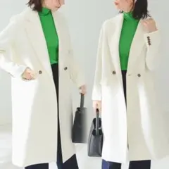 春　値札あり　B:MING by BEAMS / ダブル チェスターコート　白系