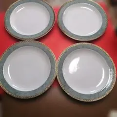 洋食器 皿 4枚セット ゴールド縁 グリーンのサムネイル