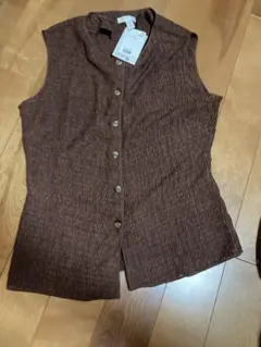 H&M ブラウン ノースリーブ Tシャツ