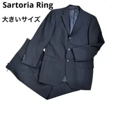 サルトリアリング　セットアップスーツ　パンツスーツ　ストライプ　大きいサイズ