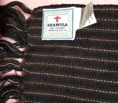 CHAMULA ブラック&ダークブラウン ストライプ マフラー