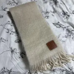 ♥️LOEWE クリーム色 マフラー♥️フリンジ付き