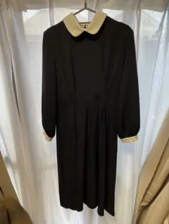 ワンピース スカート 襟付きワンピース 黒 長袖 韓国