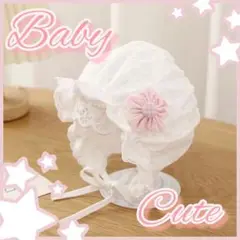 【紫外線から守る！】♡ハロウィン♡　ベビーキャップ　帽子　UV　ホワイト　お散歩