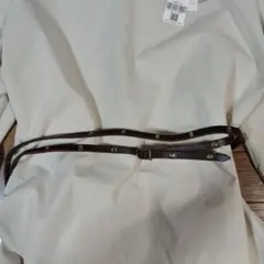 ダークブラウン レザー ベルト 金具付き